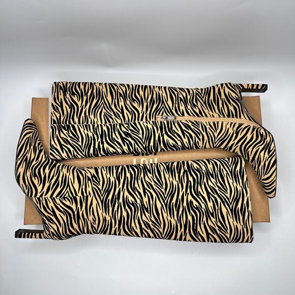 SOLD Anthropologie Bibi Lou Zebra Suede Leather Knee High Stiletto Boots - Picture 6 of 15